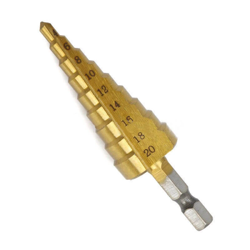 HSS Стомана С титанов щанга с Покритие Стъпка Пробийте Отвор на Режещия 4-20 mm Метален Инструмент Златен.