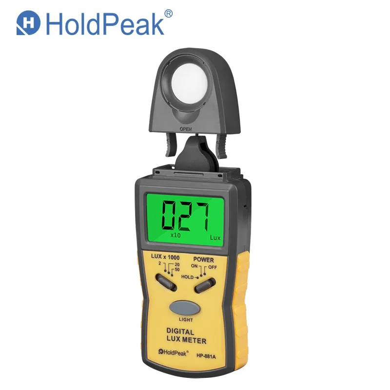 HoldPeak HP-881A Цифров Измерител на Осветление С LCD дисплей за Задържане на Данни от Цифрови Люксметр Тест за Висока Точност
