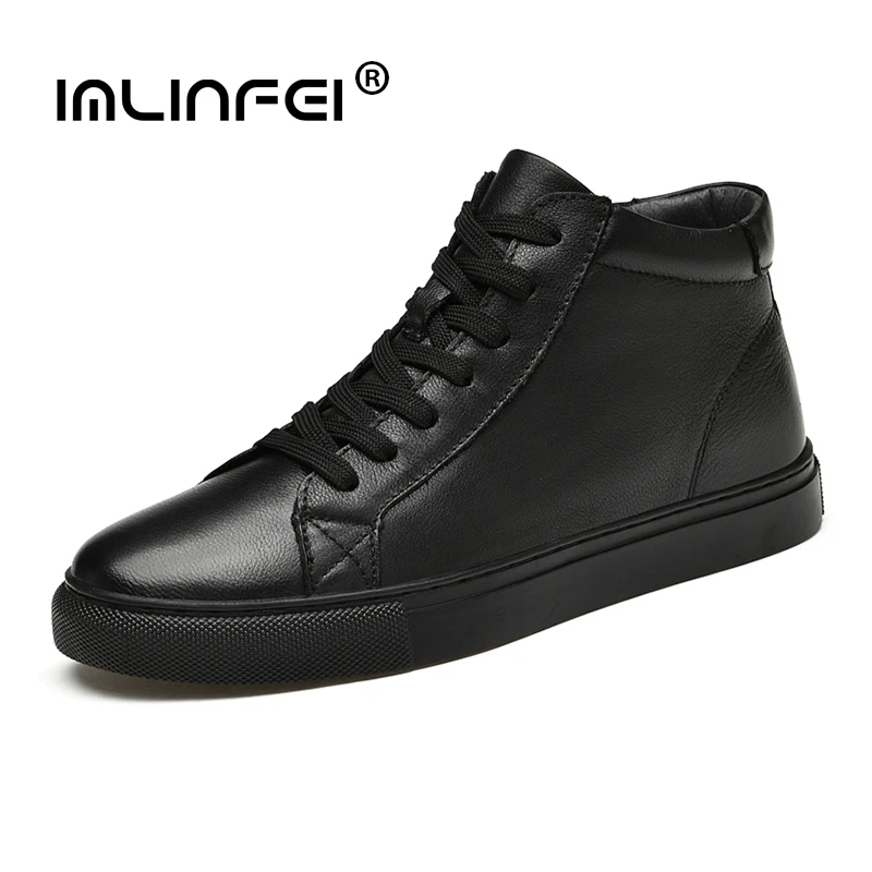 IMLINFEI/Мъжки обувки, Нов Стил, Обувки от волска кожа, Однотонная Ежедневни Проста обувки дантела