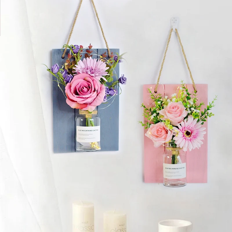 Ins вятър изкуствени цветя, моделиране цвете хол монтиране на украса спалня баня стенни декорация на стени висулка