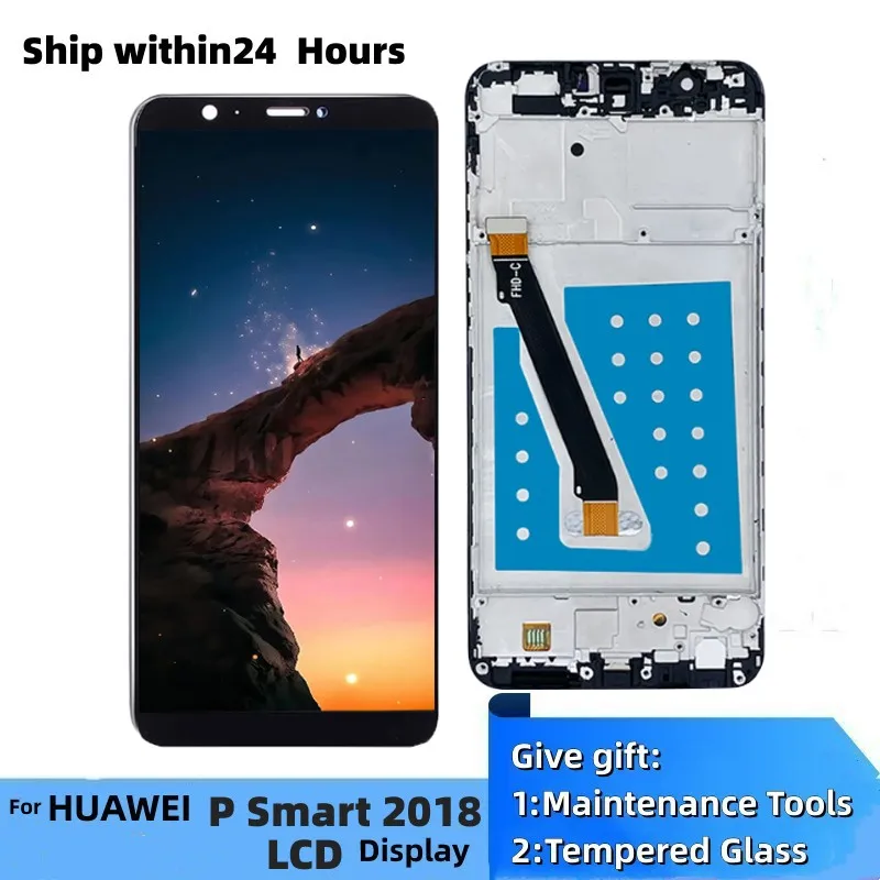 LCD дисплей За Huawei P Smart 2018 СМОКИНЯ-LX1/LA1/LX2 Сензорен екран Дигитайзер възли за 5,65 'Enjoy 7 S с оригинална рамка