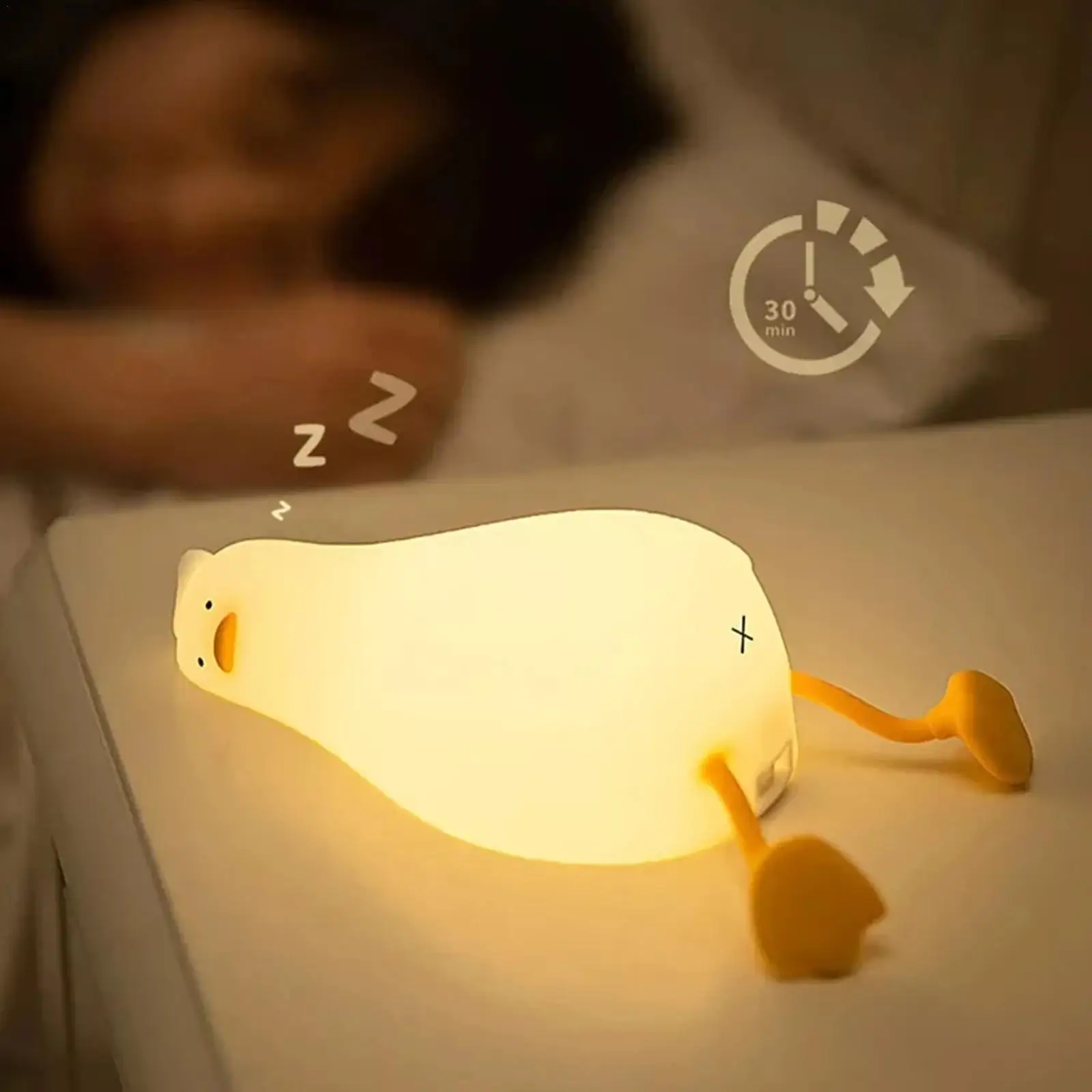 Led Детски Лека Нощ Акумулаторна Силиконова Патешки Лампа Детски Празничен Подарък За Сън Креативна Настолна Лампа За Спални