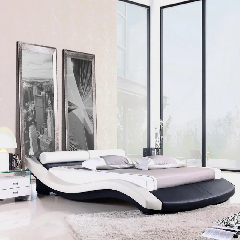 Linlamlim Легло От Естествена Кожа Двоен Размер На Правоъгълна Рамка На Легло Nordic King/Queen Size Сватбени Гласове Дизайнерски Меки Camas