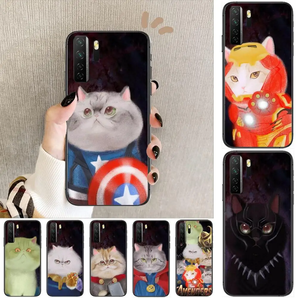 Marvel Отмъстителите Картун котка Черен Мек Калъф Пух За Huawei Nova 8 7 6 SE 5T 7i 5i 5Z 5 4 4E 3 3i 3Д 2и Pro Калъф За вашия Телефон