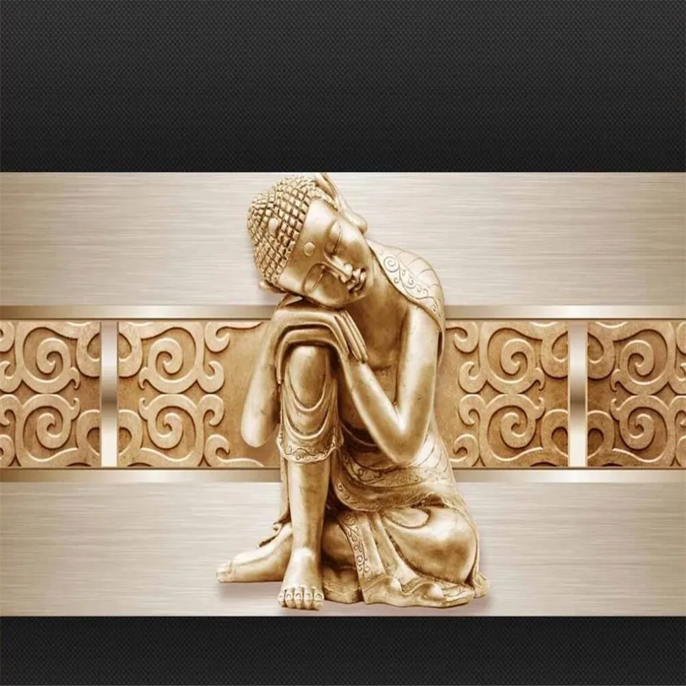 Milofi професионални потребителски 3D тапети стенопис текстура на Буда фон монтиране на украса живопис стенопис тапети