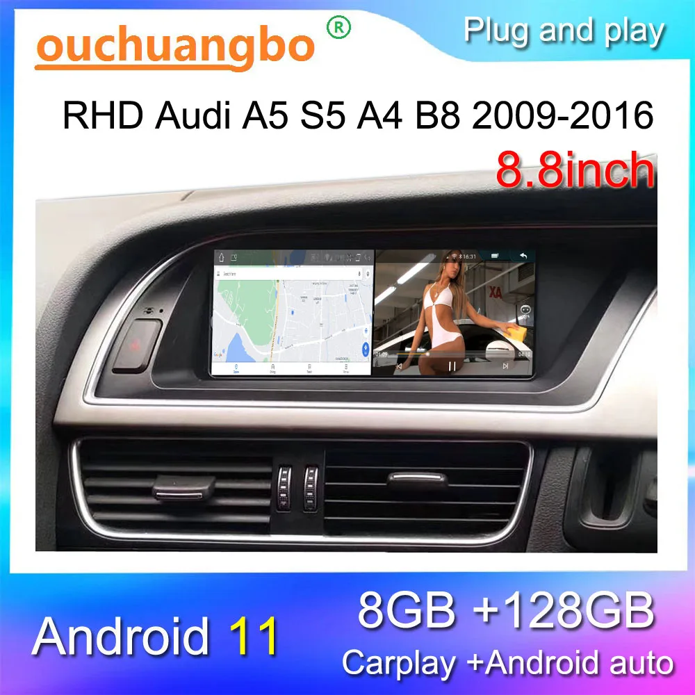 Ouchuangbo радио мултимедия за RHD 8,8 инча Audi A5 RS5 S5 A4 B8 2009-2016 Android 11 стерео gps media player 8 + 128 GB