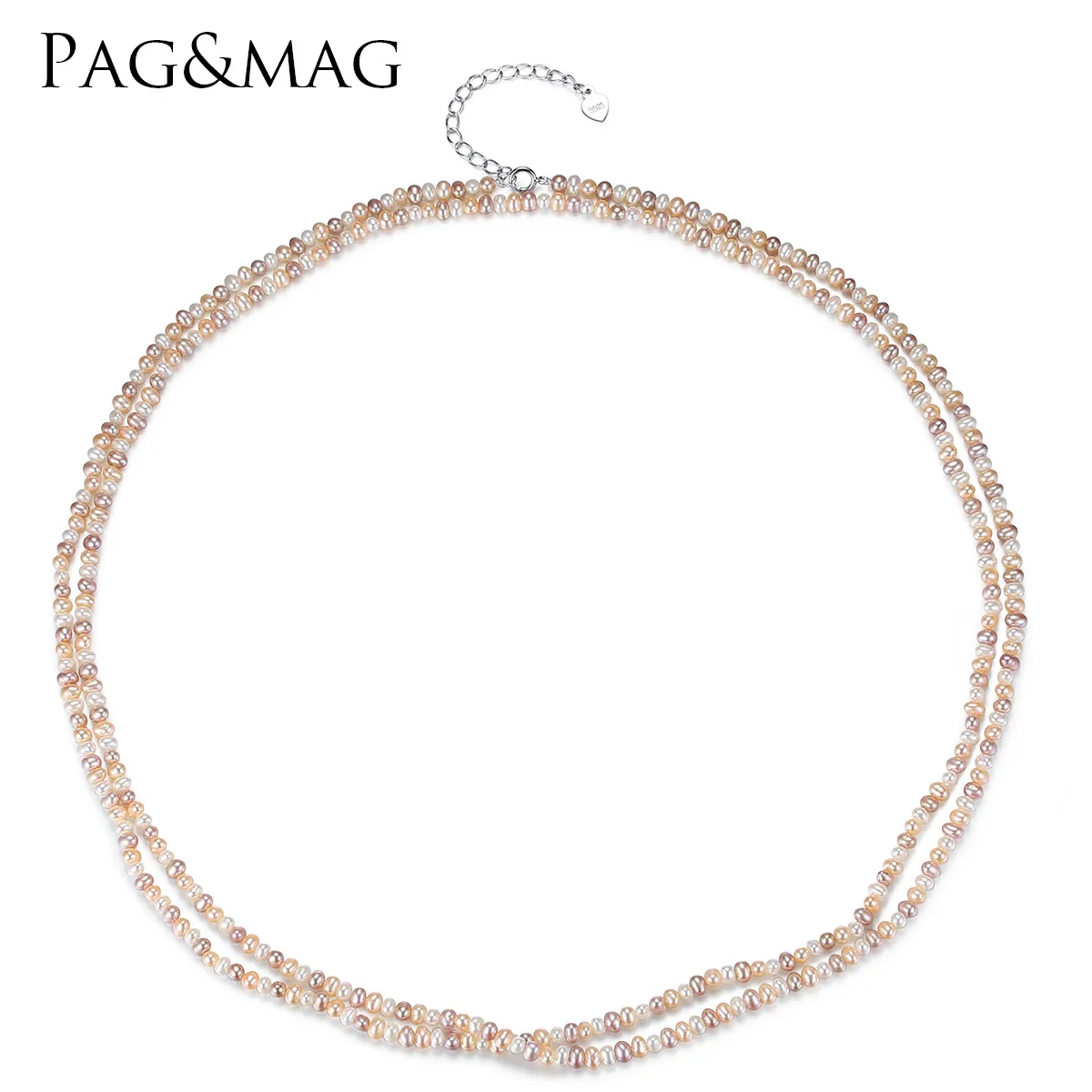 PAG-MAG Класическо Колие от естествени Перли, Смесени цветове с Двойни Женски Аксесоари