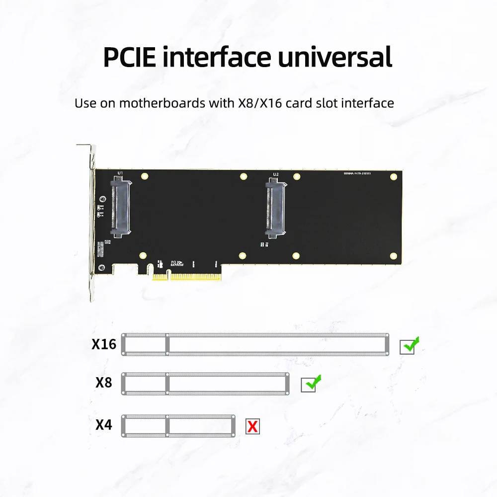 PCIE Странично Card 2.5 U. 2 NVMe Ssd с интерфейс адаптер, PCIe X8 X16 СФФ-8639 32 Gb/с Експресна предаване с двойно помещение за сървър X99