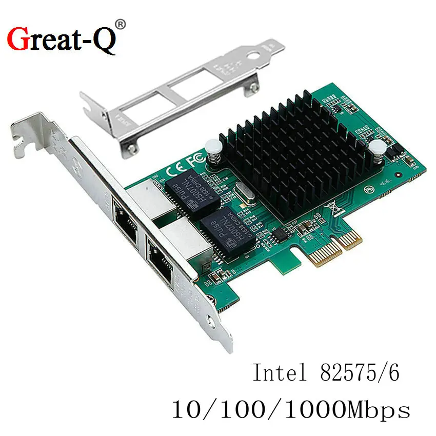PCIe Gigabit Двоен Мрежов сървър мрежова Мрежова адаптер Intel 82575 Чип 2 порта 10/100/1000 rj-45 Mbps За Настолни КОМПЮТРИ