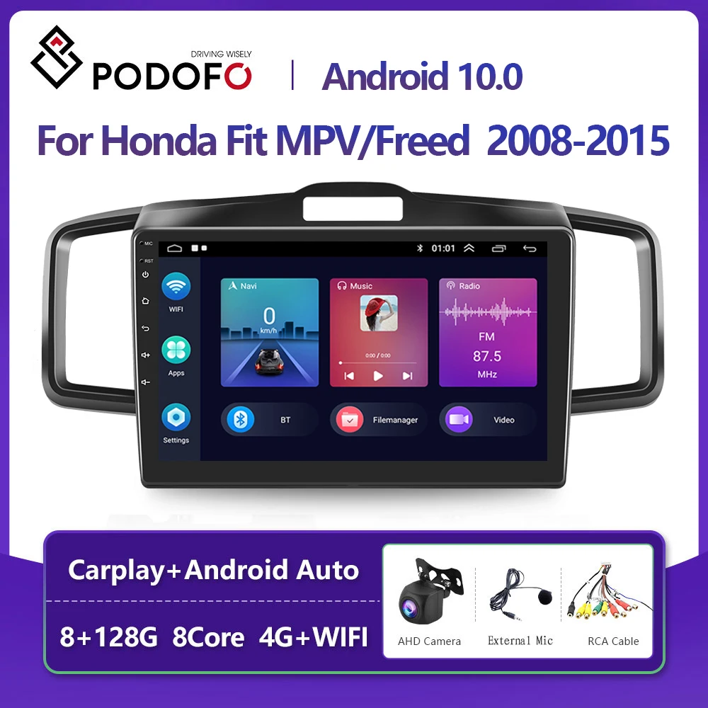 Podofo Android 10 DSP Авто Радио Мултимедиен Плейър GPS Навигация За Honda Fit MPV/Freed 2008-2015 2din 4G WIFI Carplay