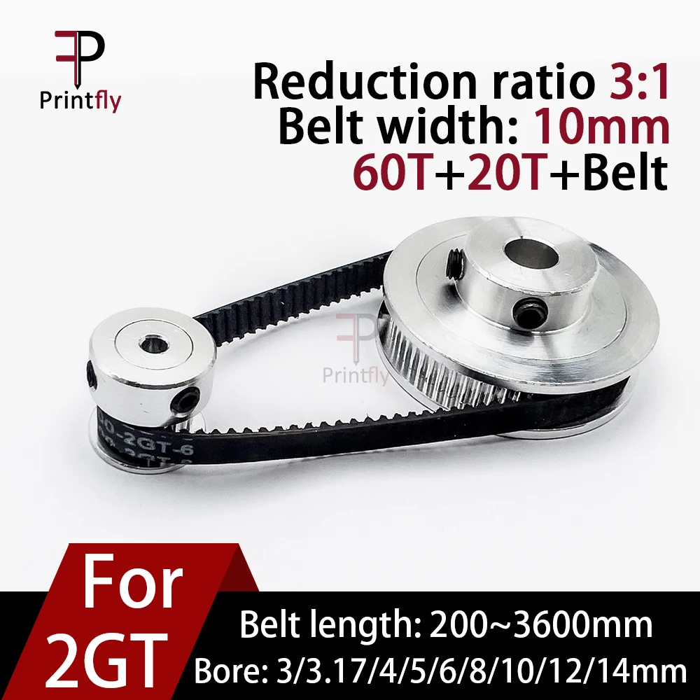 Printfly GT2 Ролка времето колан 60T 20T 5/6/6,35/8/10/12/14/15 мм Намаление 3:1 Ширина на лентата 15 мм за Аксесоари на 3D принтер