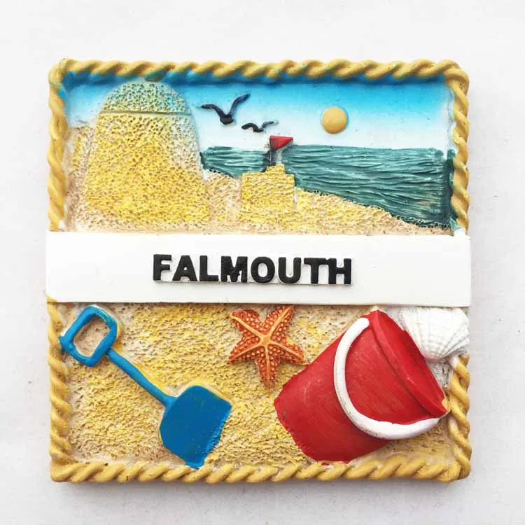 QIQIPP Falmouth, Великобритания туристически сувенири океански бриз на плажа триизмерни пейзажи магнитни стикери стикери за хладилник