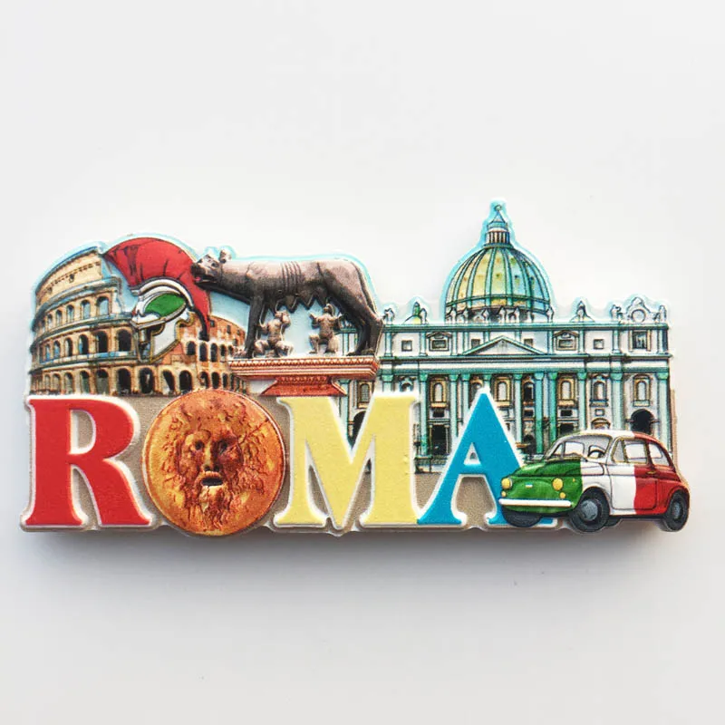 QIQIPP Италия Рим туристически сувенири атракция атракция на магнитен стикер за хладилник с украса от смола с ръчно поздрав
