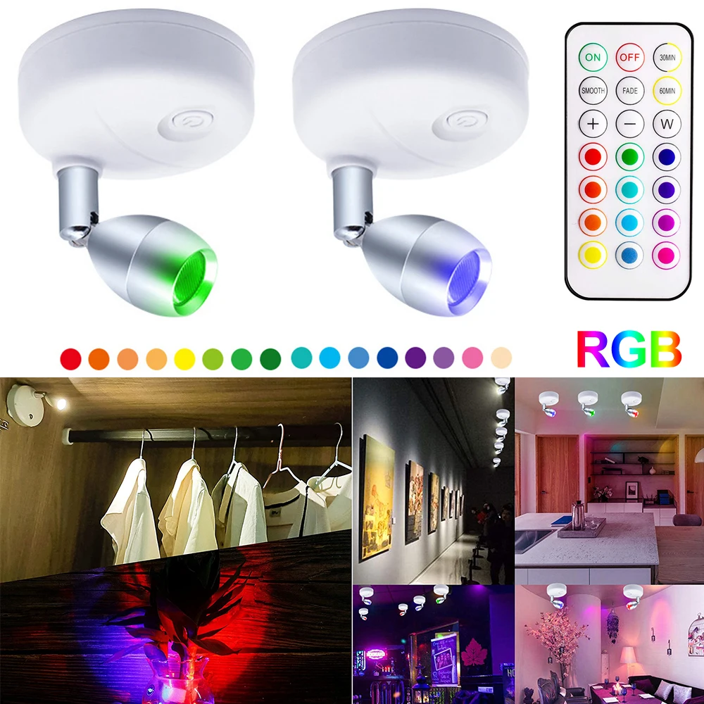 RGB Led Прожектори, Захранван с Батерии, Таймер за Затъмняване, плафониери, Безжичен лека нощ, монтиран на стената Хирургична Лампа, Лампа за Помещения