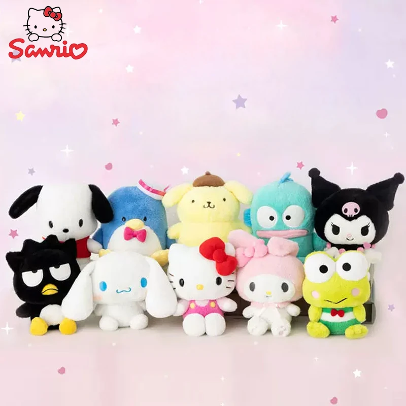 Sanrio Колекция Играчки от Серията Kawaii Cinnamoroll Kuromi Hello Kitty Базова Скъпа Мультяшная Плюшен Кукла Играчка за Момичета на рождения Ден на Натурална