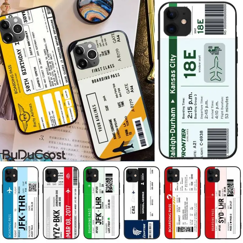 Slok Регистрационна карта на самолетния билет Калъф За телефон iPhone 12 pro max 11 pro XS MAX 8 7 6 6S Plus X 5S SE 2020 XR калъф