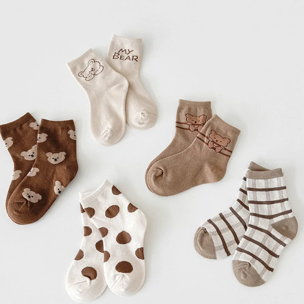 Synpos, 5 чифта/лот, Сладки чорапи за новородени с анимационни герои, Памучни Чорапи за малки момчета и момичета, Меки чорапи за деца, аксесоари за деца от 1 до 12 години
