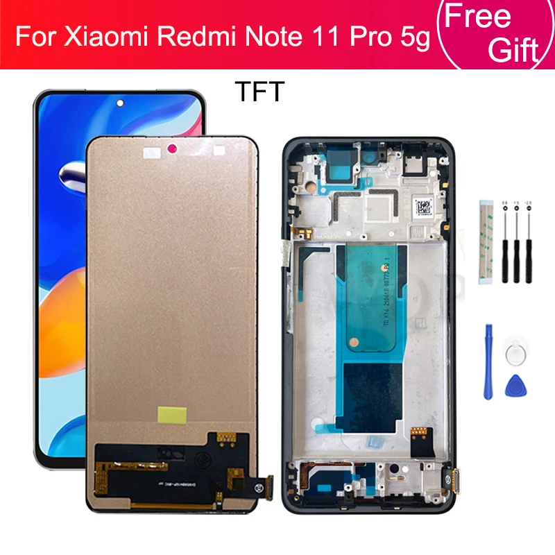 TFT За Xiaomi Redmi Note 11 Pro 5g LCD Сензорен Дисплей Дигитайзер Панел 2201116TG 2201116T Екран С Подмяна на Рамката