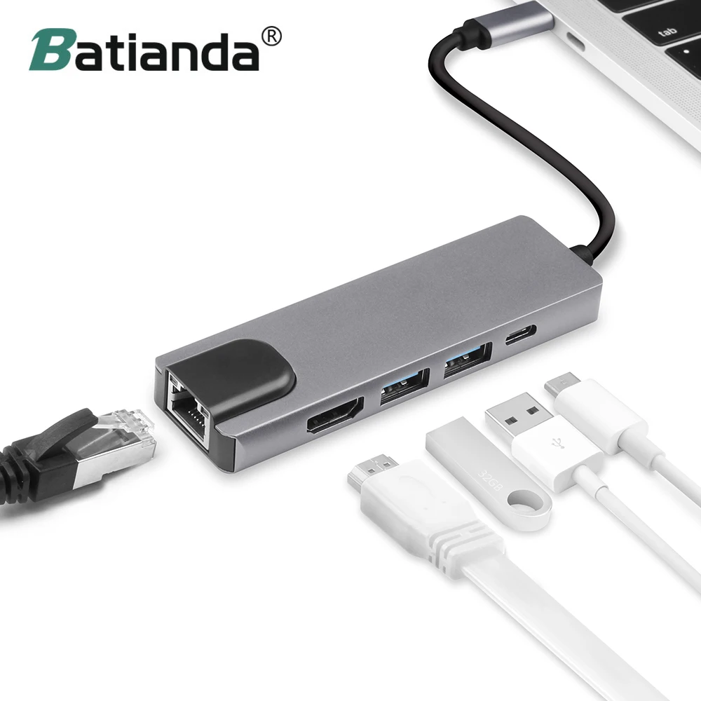 USB C към Gigabit Ethernet Rj-45 Мрежов Адаптер HDMI-съвместим за Macbook Pro Air 13 15 16 2020 Thunderbolt 3 USB-C Порт за Зарядно устройство