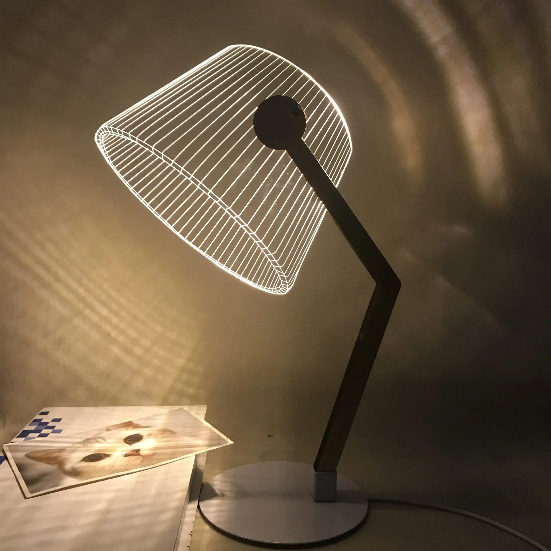 Usb Power 3D Ефект Стереовизионная Led лампа с подсветка, Акрилна лампа, Led лампа Licht Kantoor Slaapkamer Leeslamp