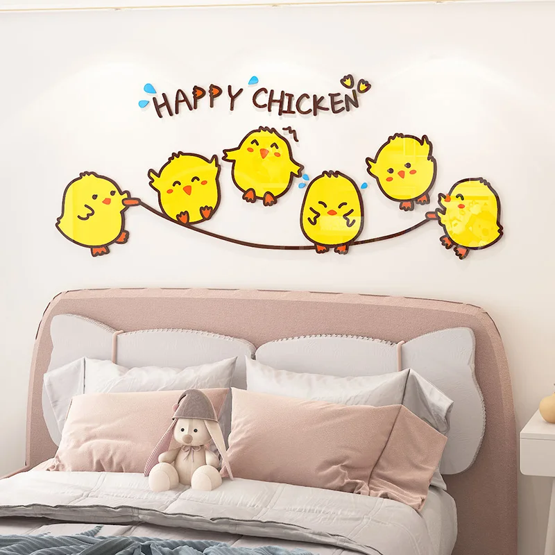 WS219 Мультяшные стикери за стена 3d сладки етикети с пиле оформление на детската стая нощно шкафче за спалня декорация на стените на детската градина