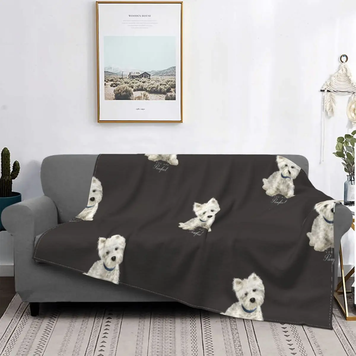Westie West Highland Terrier Одеяла за Кучета Сладко Кученце Фланелевое Новост Топло Одеяло за Постелки Хол Целия Сезон