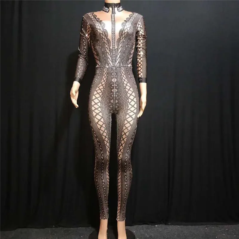 X02 Женски костюм за танци на един стълб, завързана гащеризон с принтом, черни тоалети с диаманти, дрехи за балните танци, облекла за певец, dj костюм