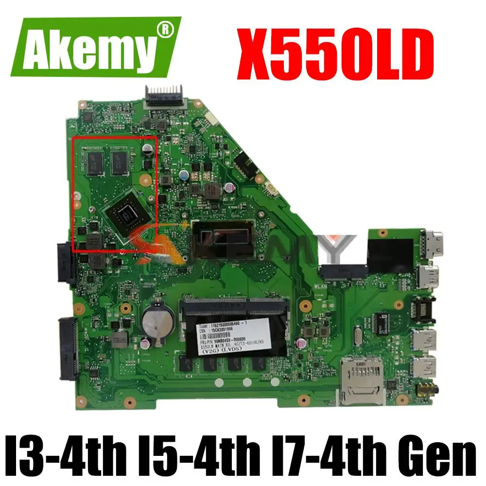 X550LD дънна Платка за ASUS X550L X550LC A550L Y581L W518L X550LN I3-4th Gen I5-4th Gen I7-4th Gen 4 GB оперативна памет, дънна Платка на лаптоп