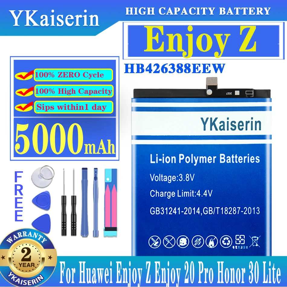 YKaiserin HB426388EEW 5000 ма Взаимозаменяеми Батерия за Huawei Enjoy Z Enjoy 20 Pro 20Pro Honor 30 Lite 30Lite Нова Батерия