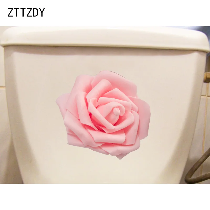 ZTTZDY 22,2*20,4 см Розови Цветя Модерни Стикери За Тоалетна За Баня Начало Декор на стените T2-0445