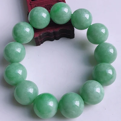 Zheru Бижута Натурален Бирма Jadeite Светло Зелен през Цялата Гривна от Мъниста Мъжки и Дамски Бижута е най-Добрият Подарък