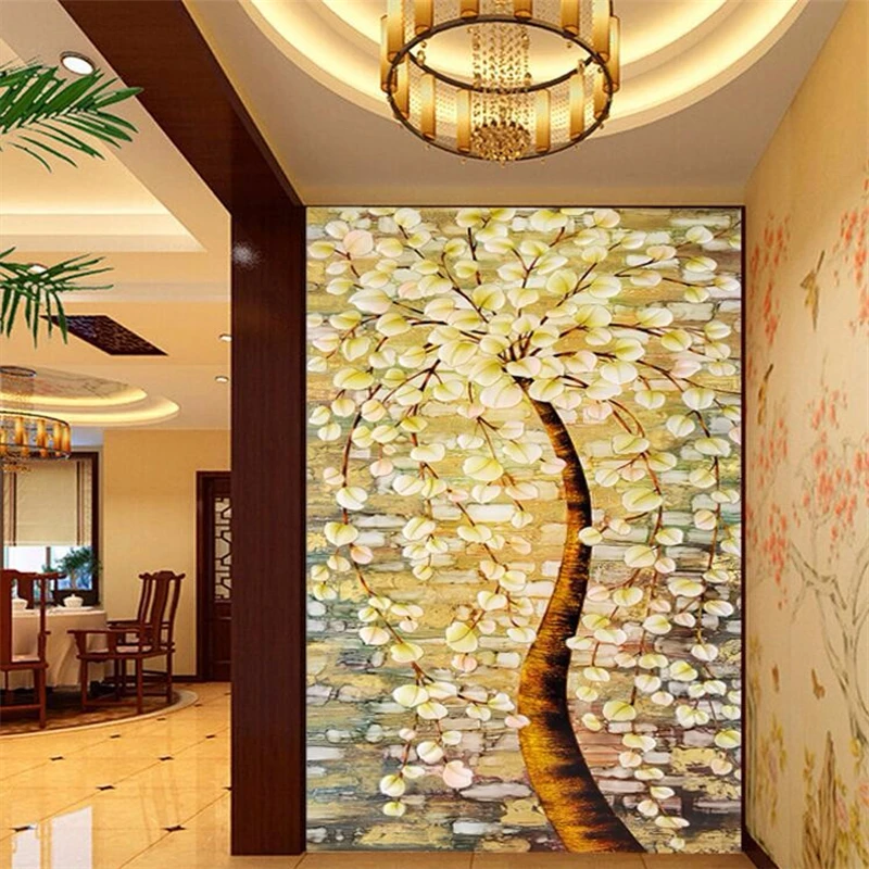 beibehang 3D паркет стереоскопичен антре щастливо дърво на картината на тапети копринени тъкани тапети 3D тапети за стени