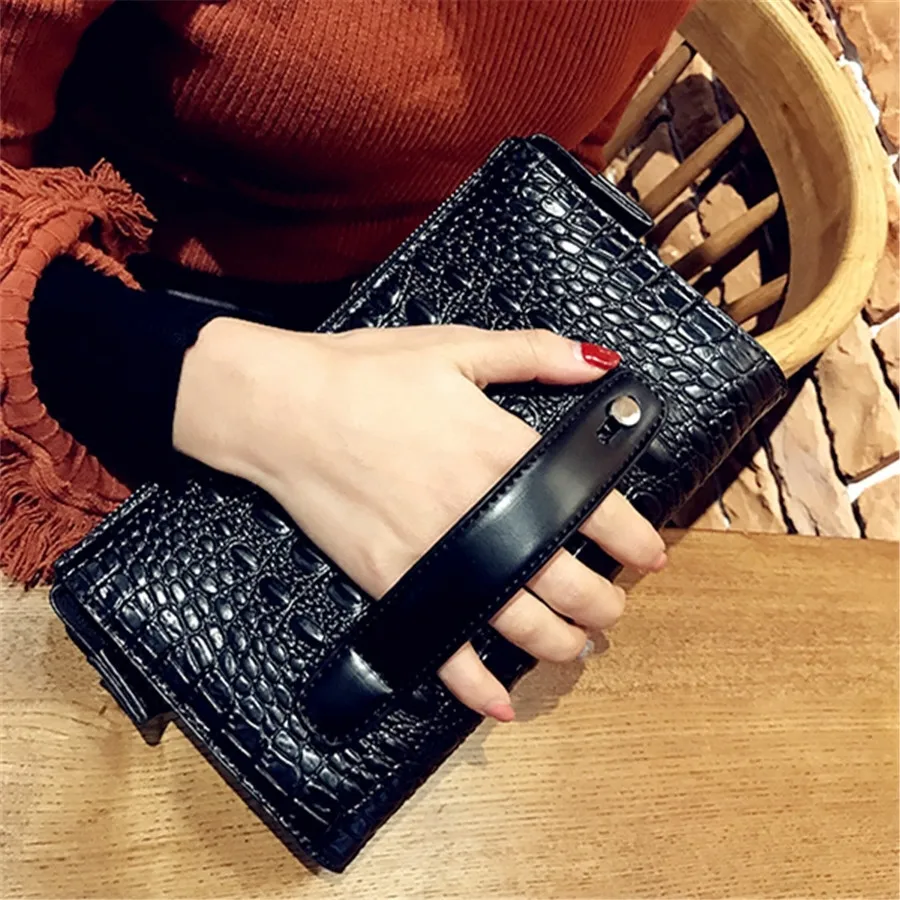 fashionCrocodile Дамски дневната чанта-клатч, черна Луксозна вечерна дамска вечерна чанта, дизайнерски дамски Клатчи от изкуствена кожа, дамски чанта