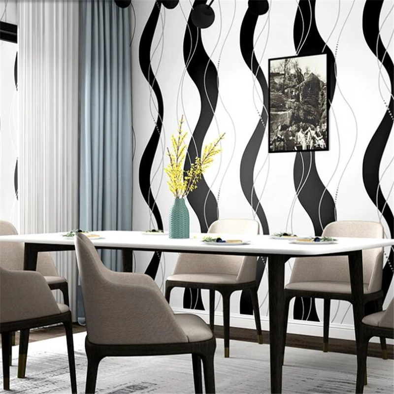 wellyu Вълнови модел черно-бели вертикални ивици тапет модерен минималистичен стил спалня хол фонови картинки