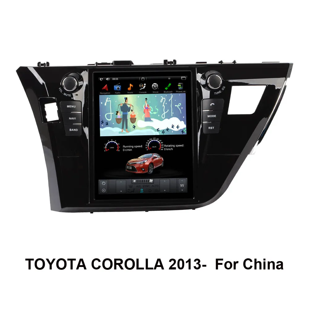 Автомобилен GPS навигатор Tesla Style Screen Android 9.0 За TOYOTA COROLLA 2013 - Авто Стерео Радио Мултимедиен плеър