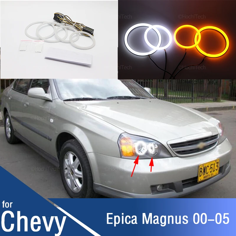 Автомобилни Ангелски Очи Пръстени Led Автомобилни Фарове Дневни Светлини за Chevrolet Chevy Epica Магнус 2000-2005 мигач Бял Жълт