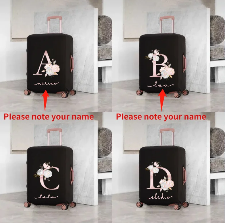 Адаптивни Чанта за багаж, Еластичен Защитен Сменяем Калъф, Подходящ за 18-32 инча, Пътни Аксесоари, Розово Името на Буквите