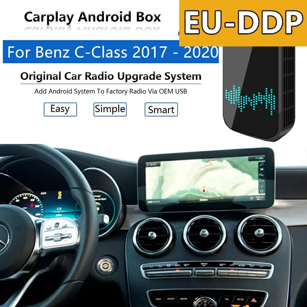 Актуализация Carplay За Mercedes Benz C Class W205 2017-2020 Радио Android Auto USB Apple Wireless Box Автомобилен Мултимедиен Плейър Аудио