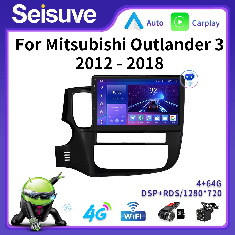 Андроид 10 Автомобилен Мултимедиен Плеър Радио за Mitsubishi Outlander 3 2012-2018 Видео 4G DVD Стерео Аудио Главното Устройство Carplay Колона