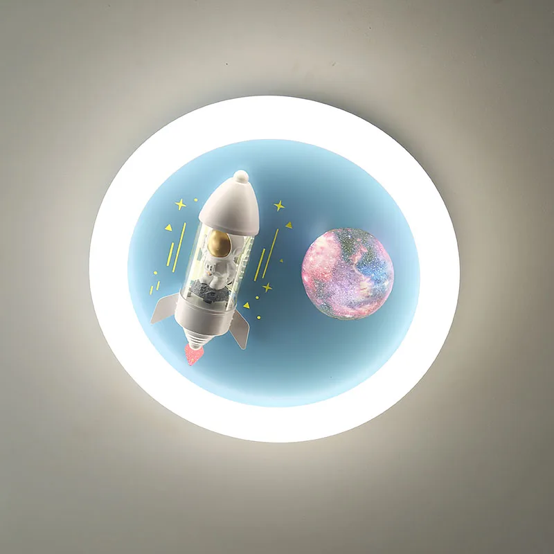 Астронавт ракета детска стая тавана лампа завъртане на лампа за спални led мультяшная лампа с лампа