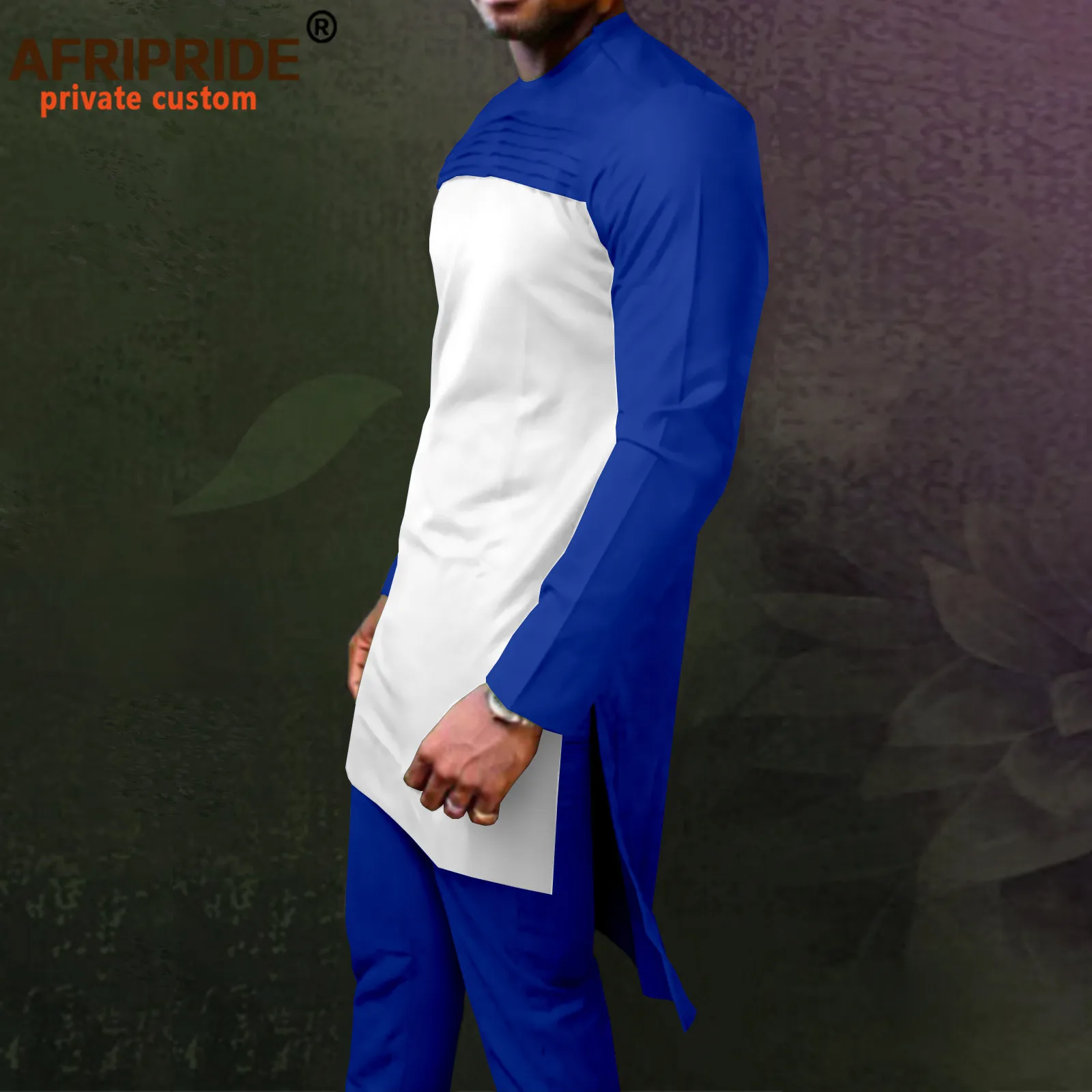 Африканска мъжки дрехи, Ризи и панталони в стил дашики, Комплект от 2 теми, Сватбен костюм Басейн Riche в стила на Анкара, по-Големи Размери, Всекидневни A2216002