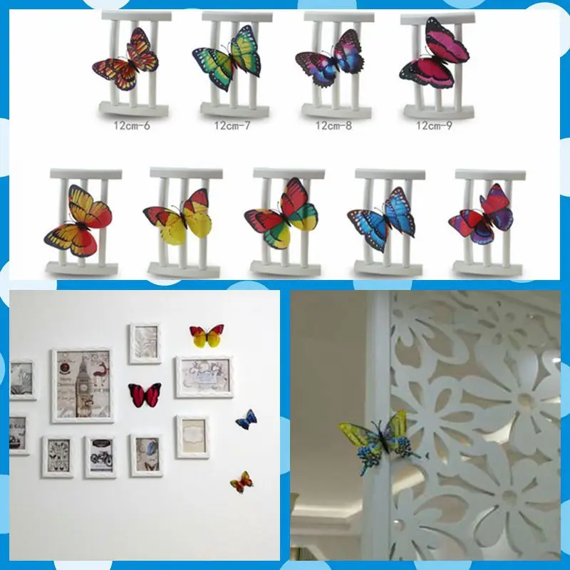 Безплатна Доставка Средно 12 см 3D Реалистична Пеперуда с Магнит на Хладилника 5 бр./лот домашен стенен шкаф офис украса на колата вечерни подаръци