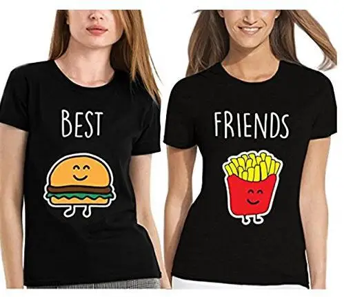 Бели Ежедневни Тениски, Дамски тениска, Harajuku, Чипс, за Хамбургери, Тениска С Принтом най-добър ПРИЯТЕЛ, Разпродажба, Върхове за Приятелство, Забавна тениска