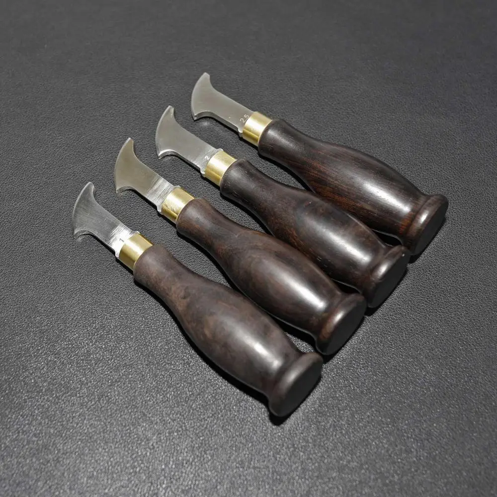 Биговщик за намачкване кожени кантове BESTNULE, инструмент за намачкване, от неръждаема стомана с точеной дръжка от сандалово дърво и мед върха (1-2,5 мм)