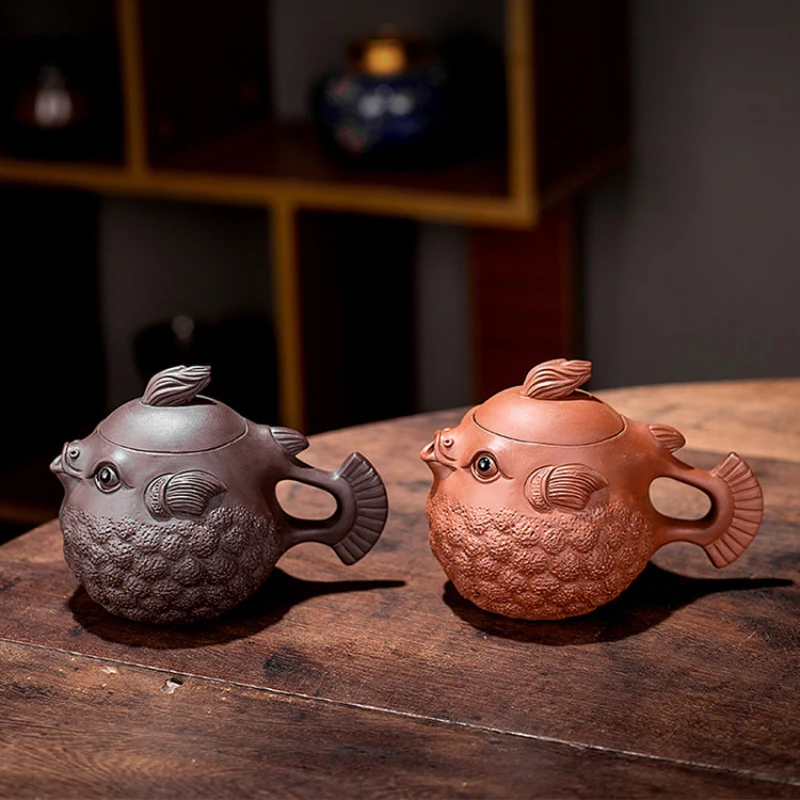 Бутик лилав пясък фугу чайник ръчно заваряване на висококачествен кана домашно кунг-фу чай