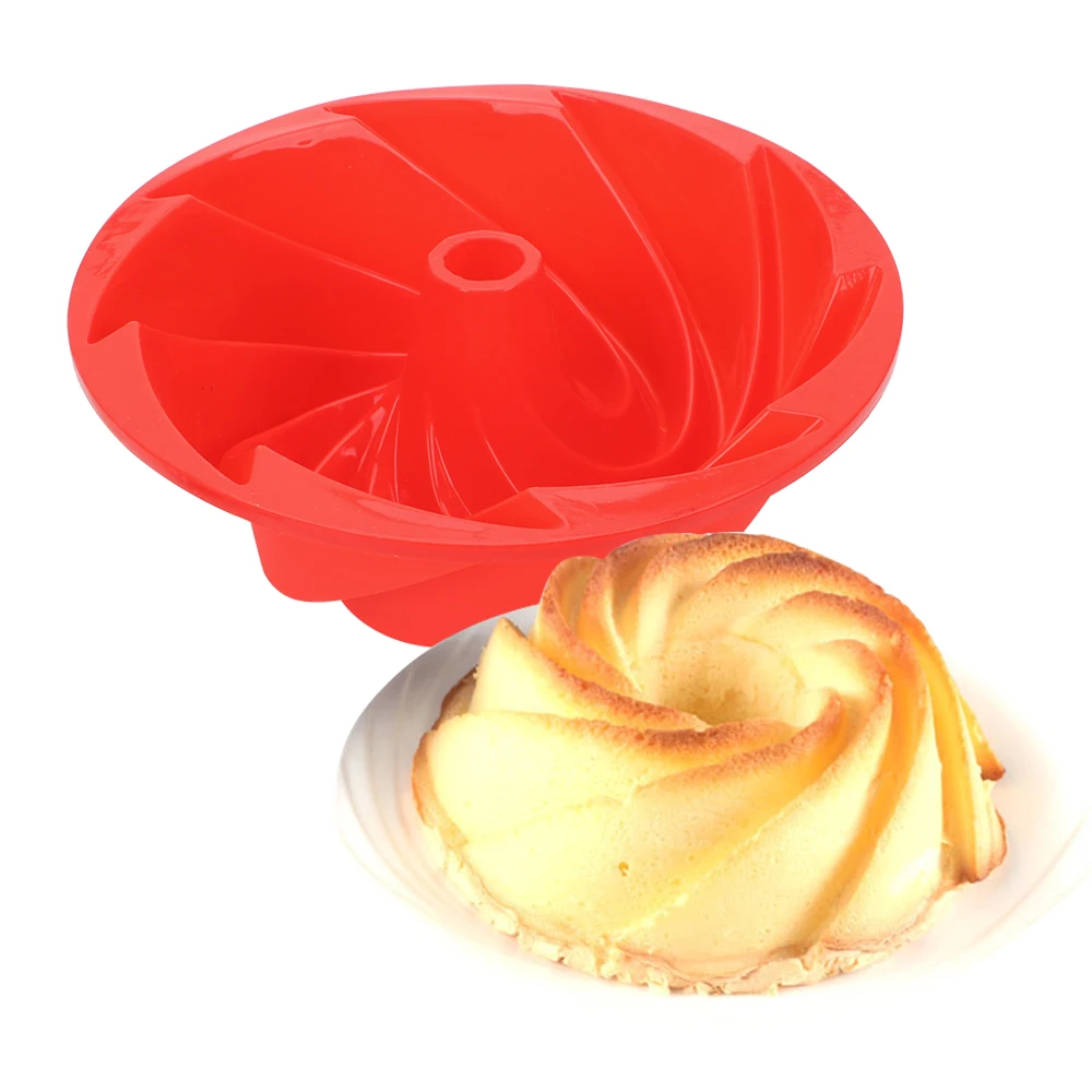 Вечерни Доставки Желе Хляб Пудинг САМ Формата За Печене 3D Спирала Шифон Силиконова Форма За Торта Cupcake Бонбони Инструмент За Печене