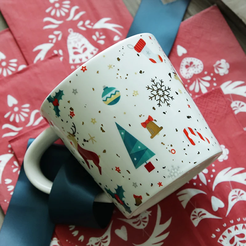Висококачествена Изискана празнична керамична чаша Сладък снежен човек с снежинкой, чаша за мляко, мультяшные чаши