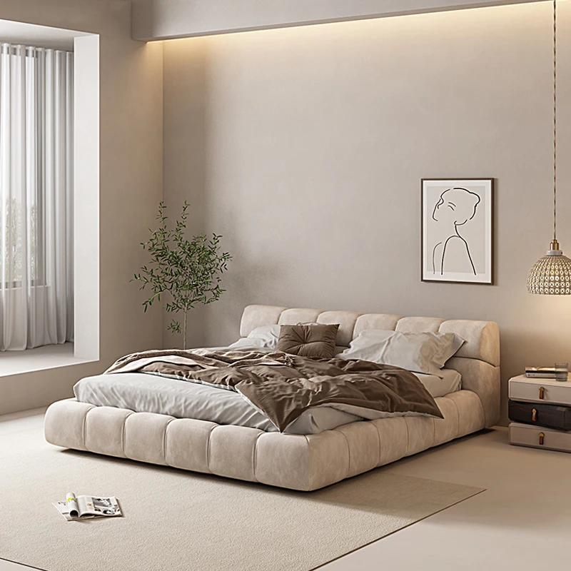 Висококачествена двойно легло с матова тъкан тапицерия, спален комплект, мебели италианска лукс, модерни спални слушалки размер 