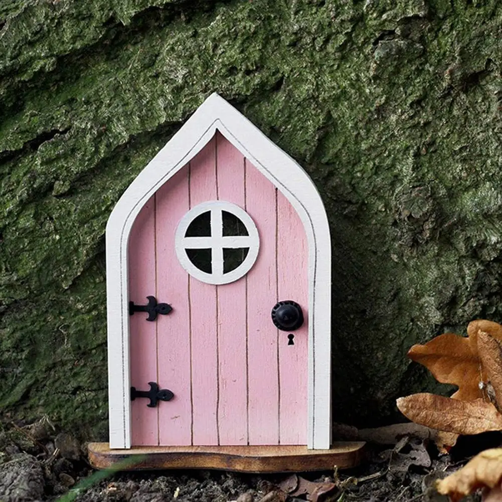 Вратата Забавление Врати Елф Миниатюрна Дървена Сладък Домашни Вратата на Gnome за Украса на Дървета