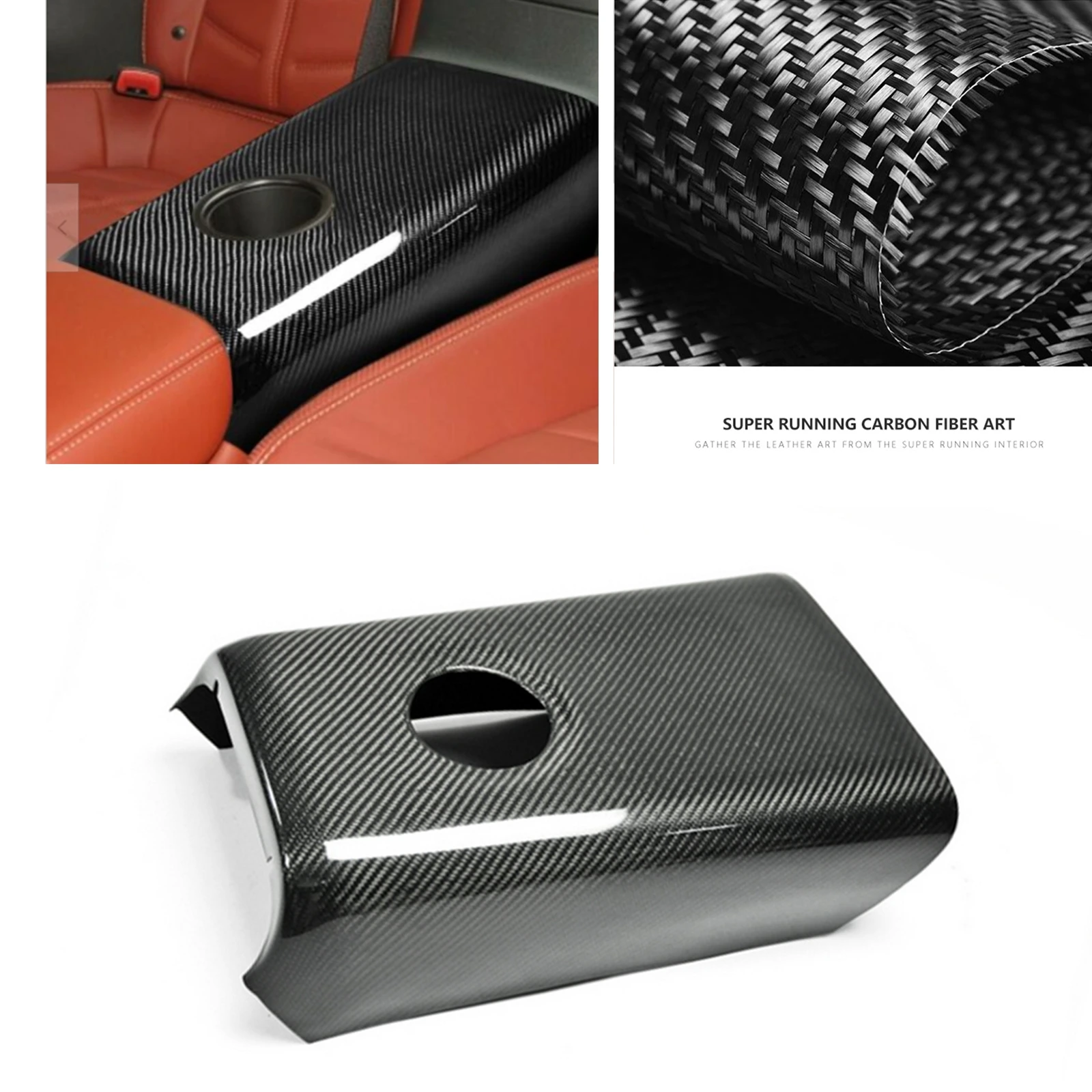 Въглеродни Влакна Задната Седалка на Колата Подлакътник Панел на Кутията Декорация във Формата На Миди Интериор Част За Nissan GTR R35 2009-2016